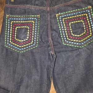 Refuse Jeans With Multicolor Embroidered Contrast Stitching Size 34x34 Nwot